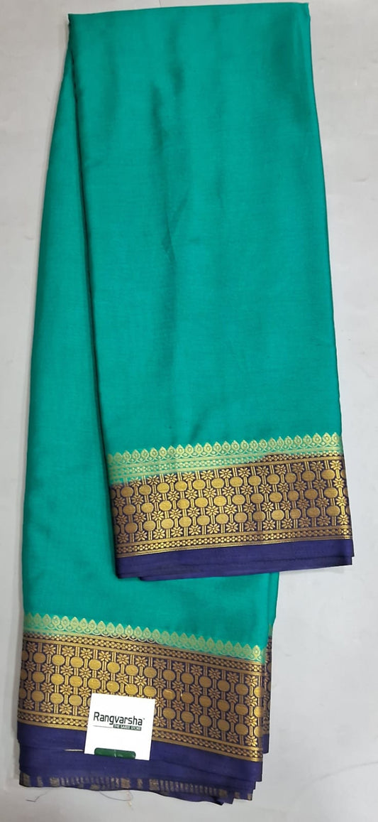 Rama Green Plain Crepe Silk Saree