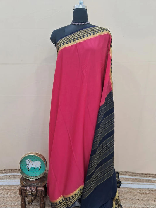 Reddish Pink Crepe Silk Saree 