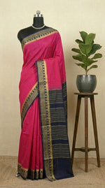 Reddish Pink Crepe Silk Saree 
