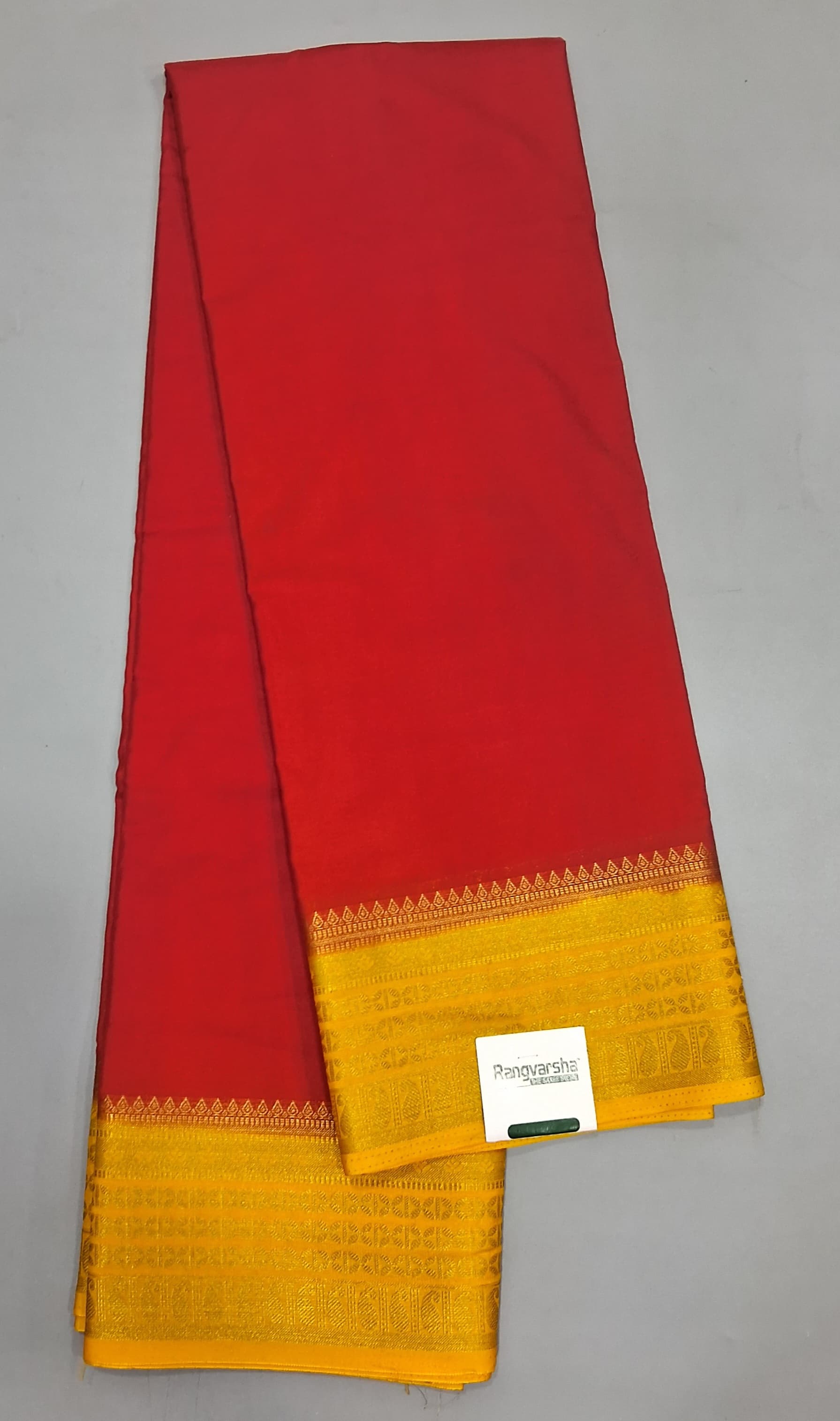 Candy Red Plain Crepe Silk Saree 