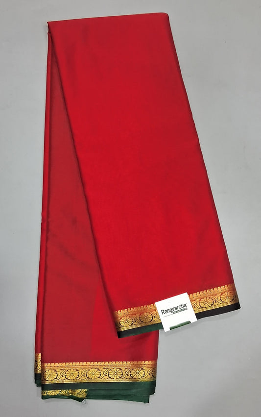 Fire Red Plain Crepe Silk Saree