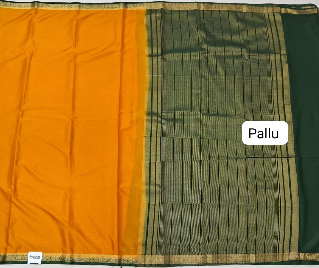 Mango Yellow Plain Crepe Silk Saree Pallu
