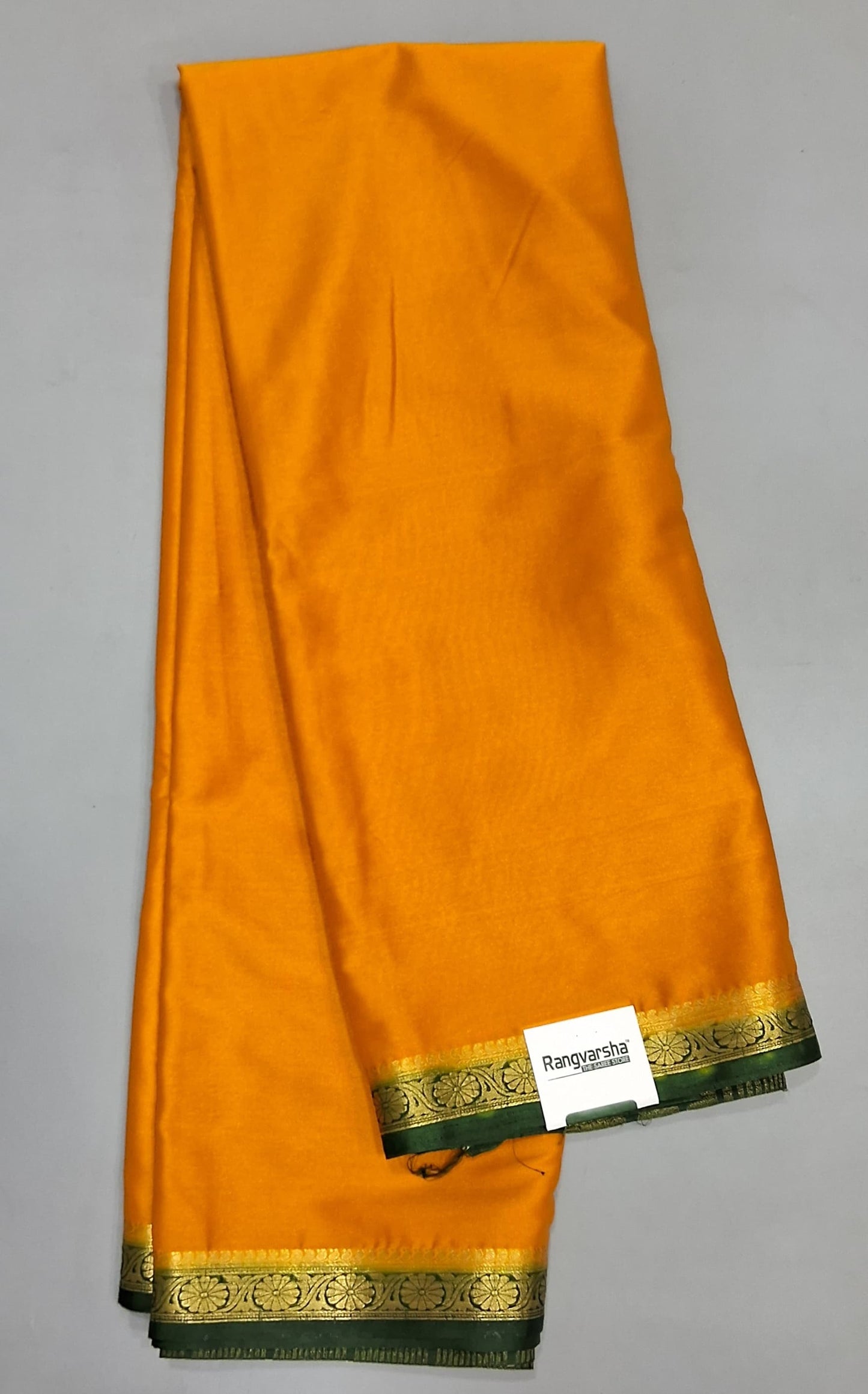 Mango Yellow Plain Crepe Silk Saree 