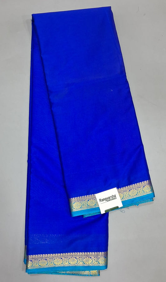 Royal Blue Plain Crepe Silk Saree 