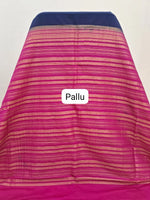 Elegant Dark Blue Crepe Silk Saree pallu