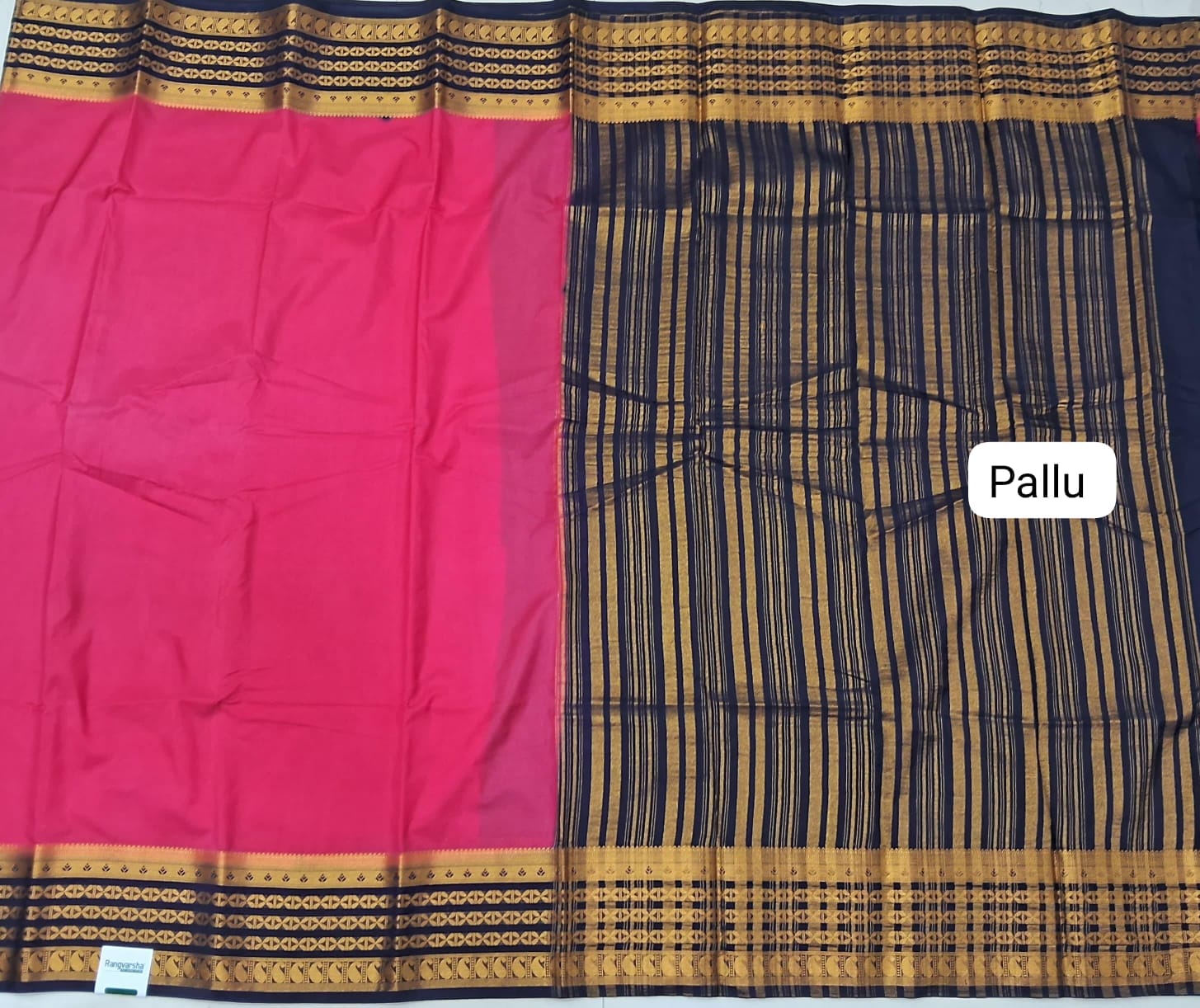 Pink Plain Crepe Silk Saree Pallu