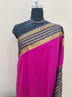 Graceful Rani Pink Plain Crepe Silk Saree 1