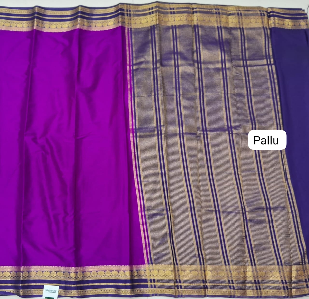 Meganta Pink Plain Crepe Silk Saree Pallu