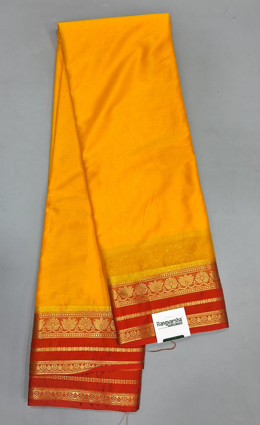 Yellow Plain Crepe Silk Saree
