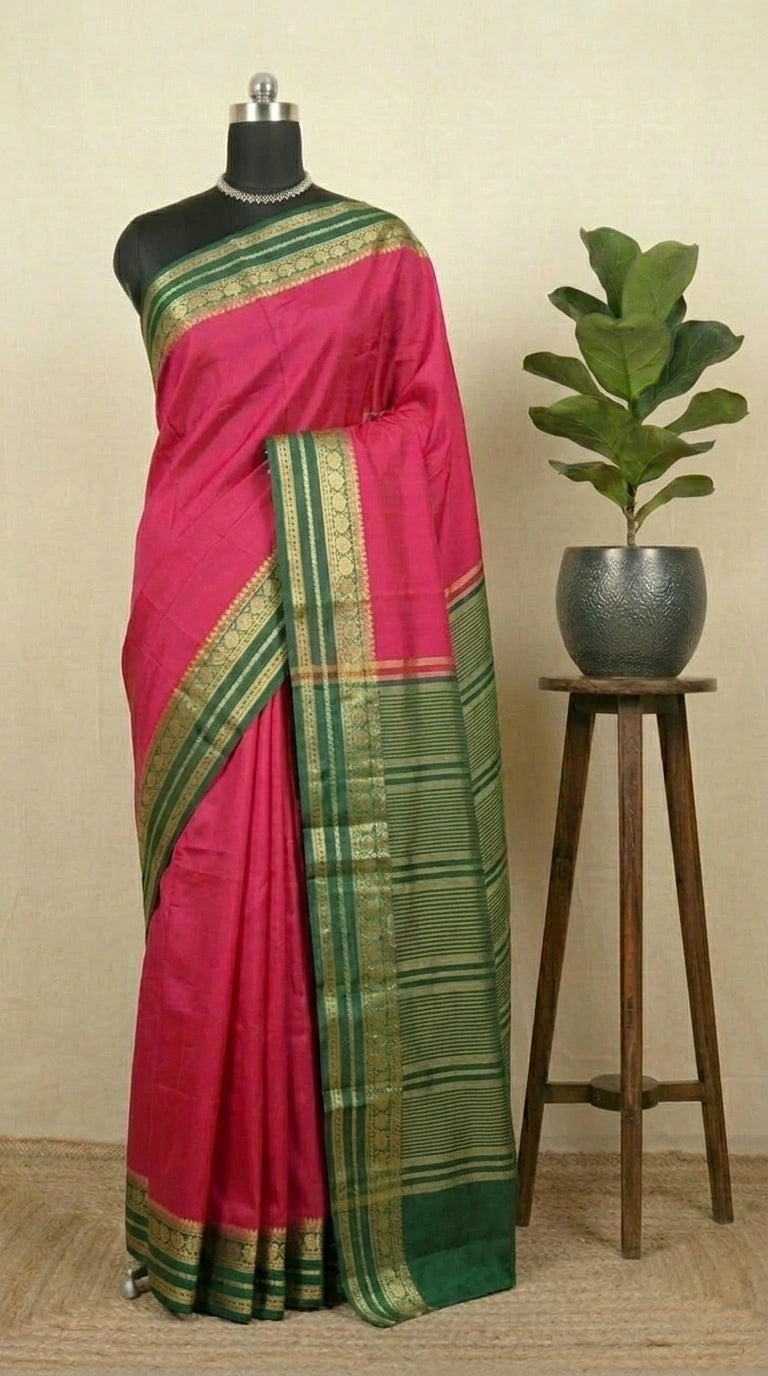 Bold Fire Red Crepe Silk Saree 