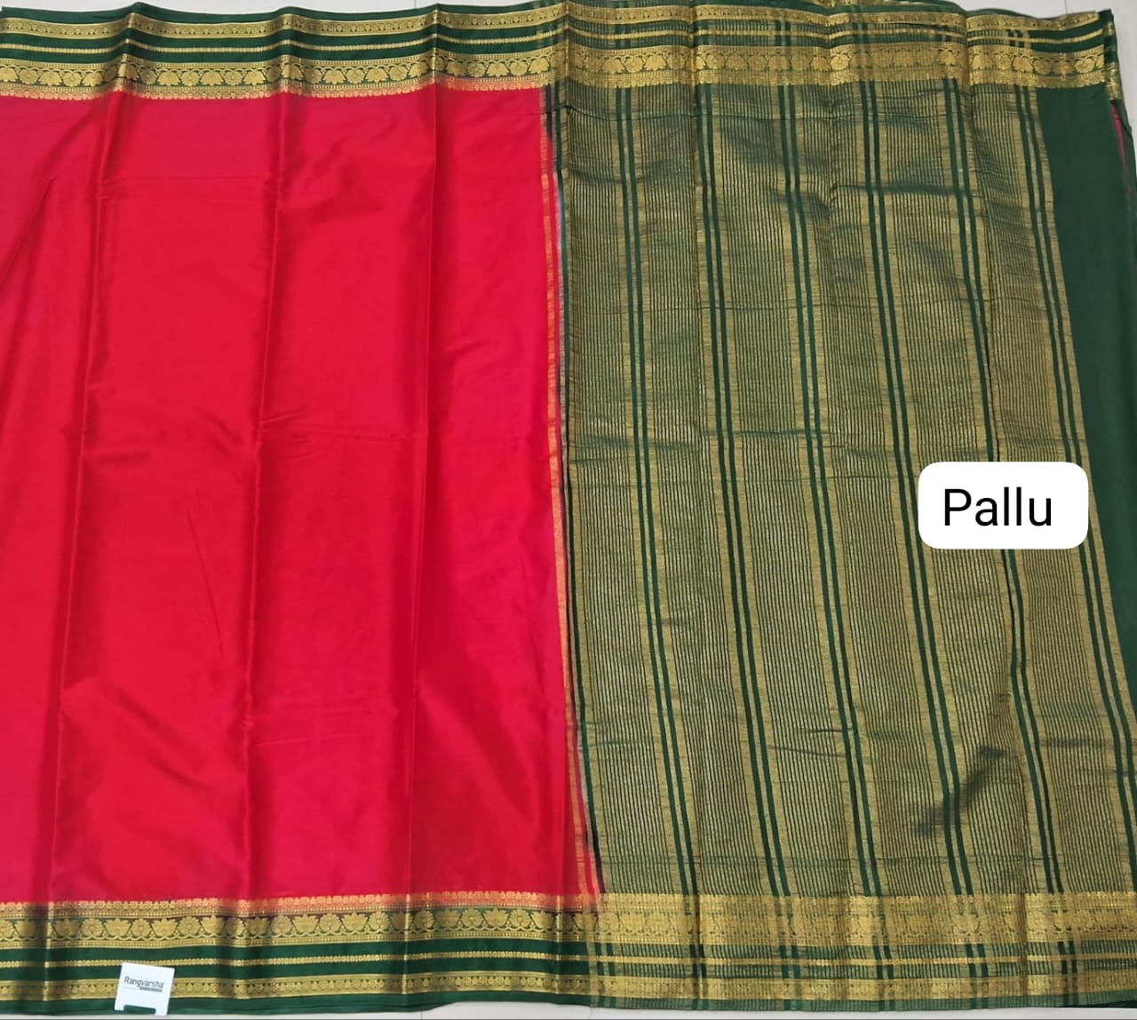 Fire Red Plain Crepe Silk Saree Pallu