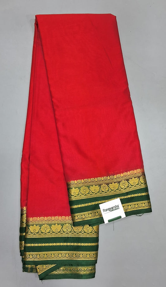 Fire Red Plain Crepe Silk Saree