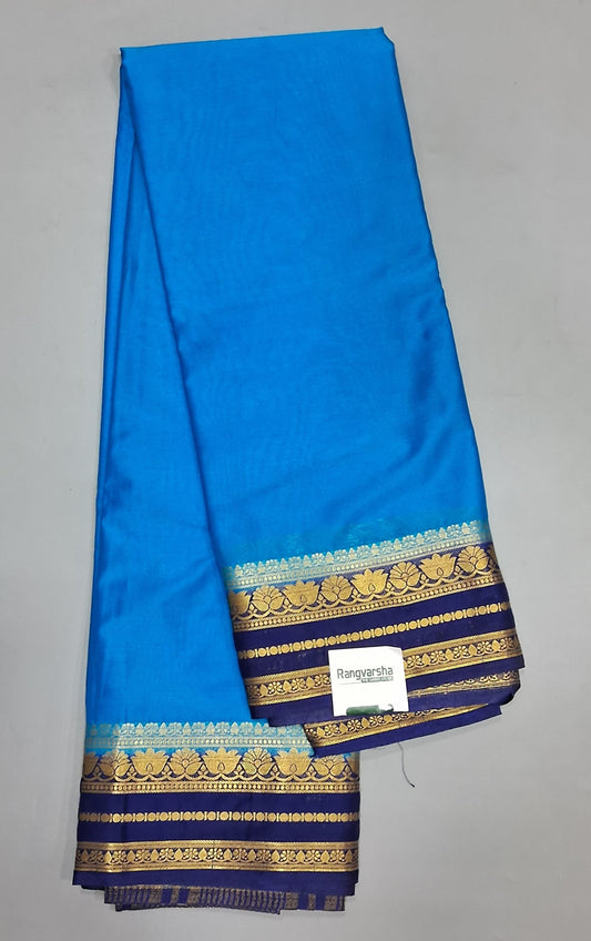 Caribbean Blue Plain Crepe Silk Saree