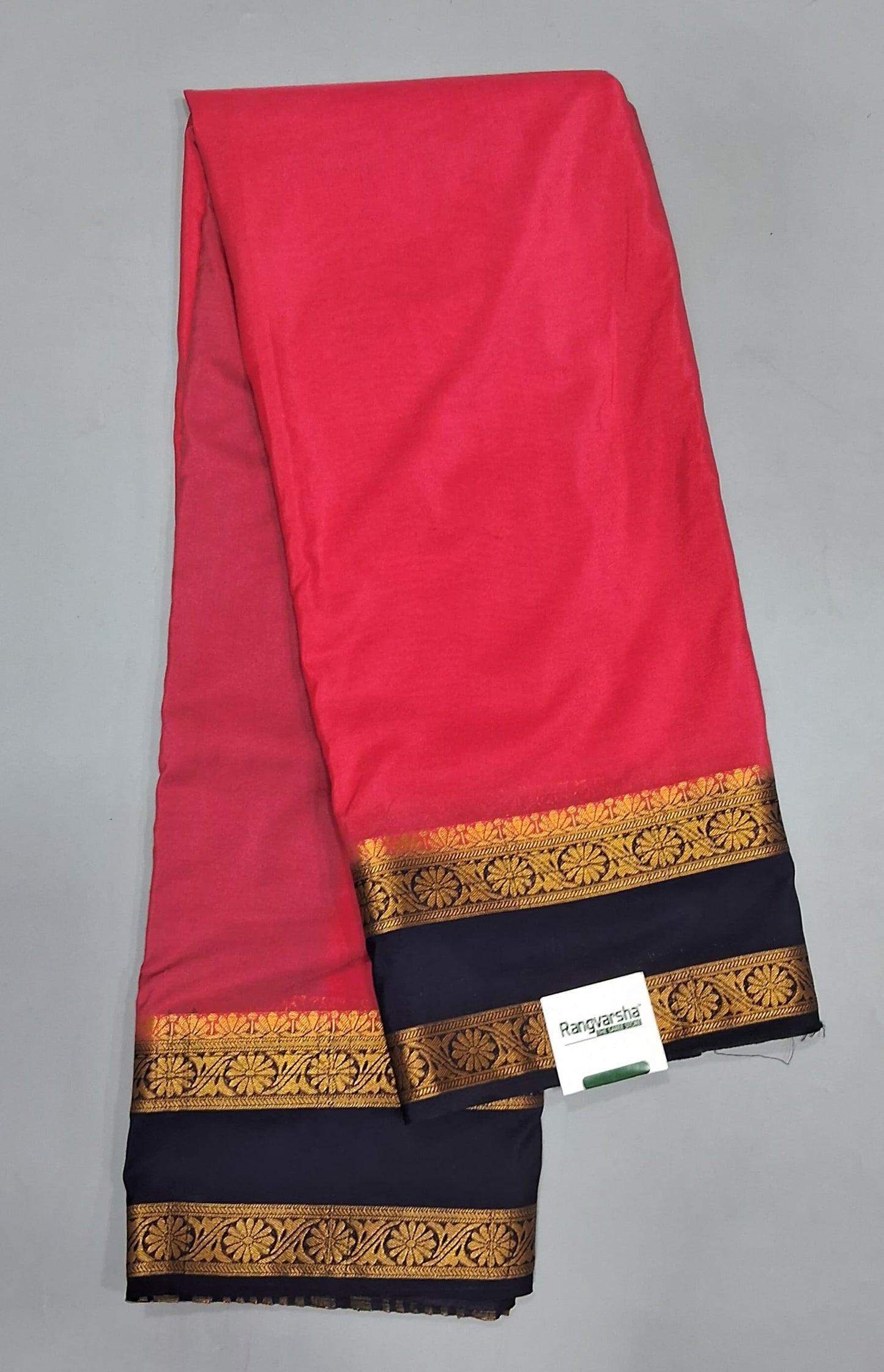 Reddish Pink Plain Crepe Silk Saree