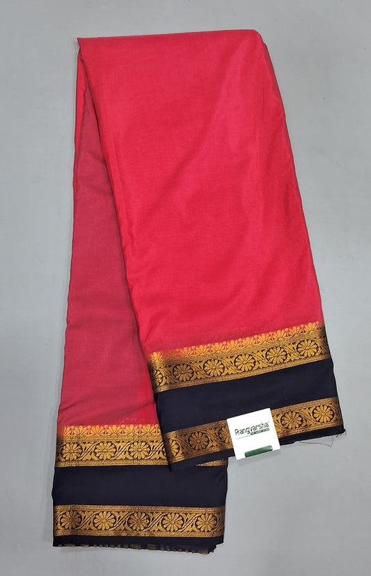 Reddish Pink Plain Crepe Silk Saree