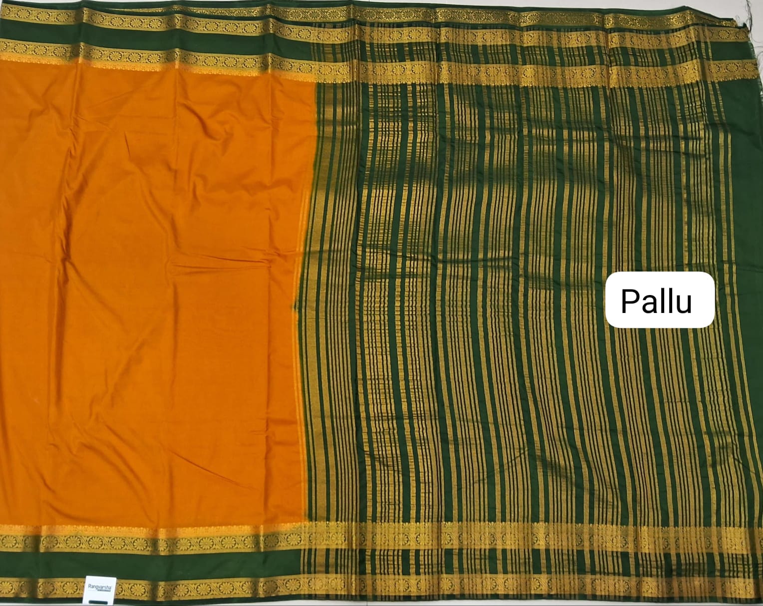 Mango Yellow Plain Crepe Silk Saree Pallu