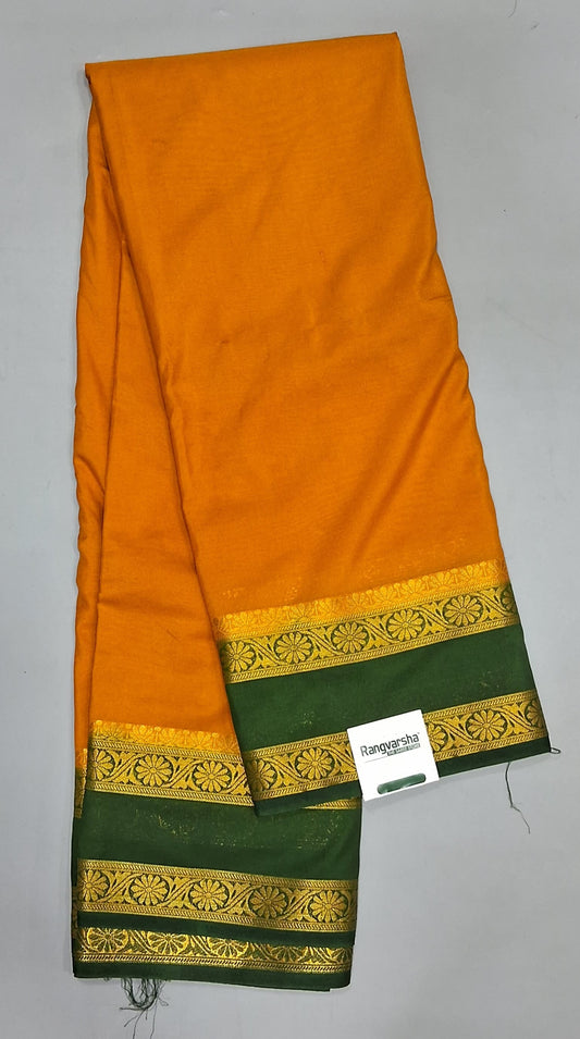 Mango Yellow Plain Crepe Silk Saree