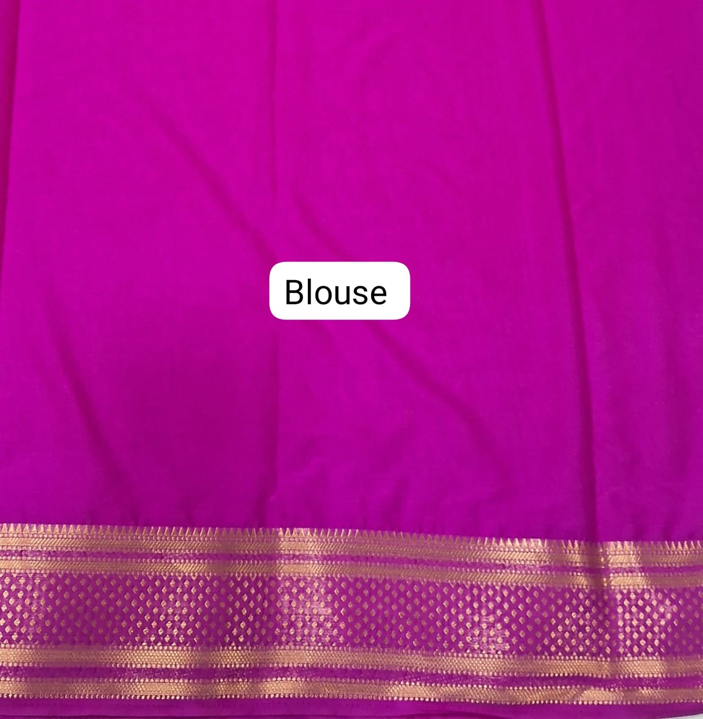 Rani Pink plain Crepe Silk Saree blouse