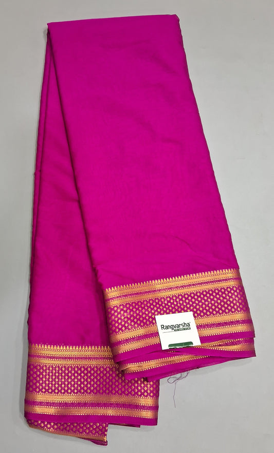 Rani Pink plain Crepe Silk Saree