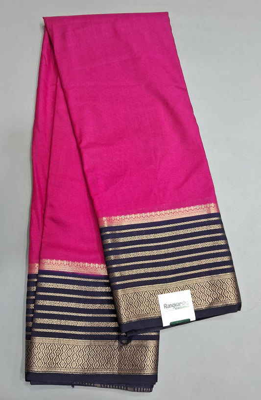 Pink plain Crepe Silk Saree