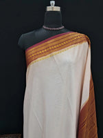 White plain Crepe Silk Saree 1