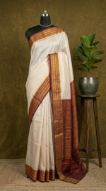 White plain Crepe Silk Saree 
