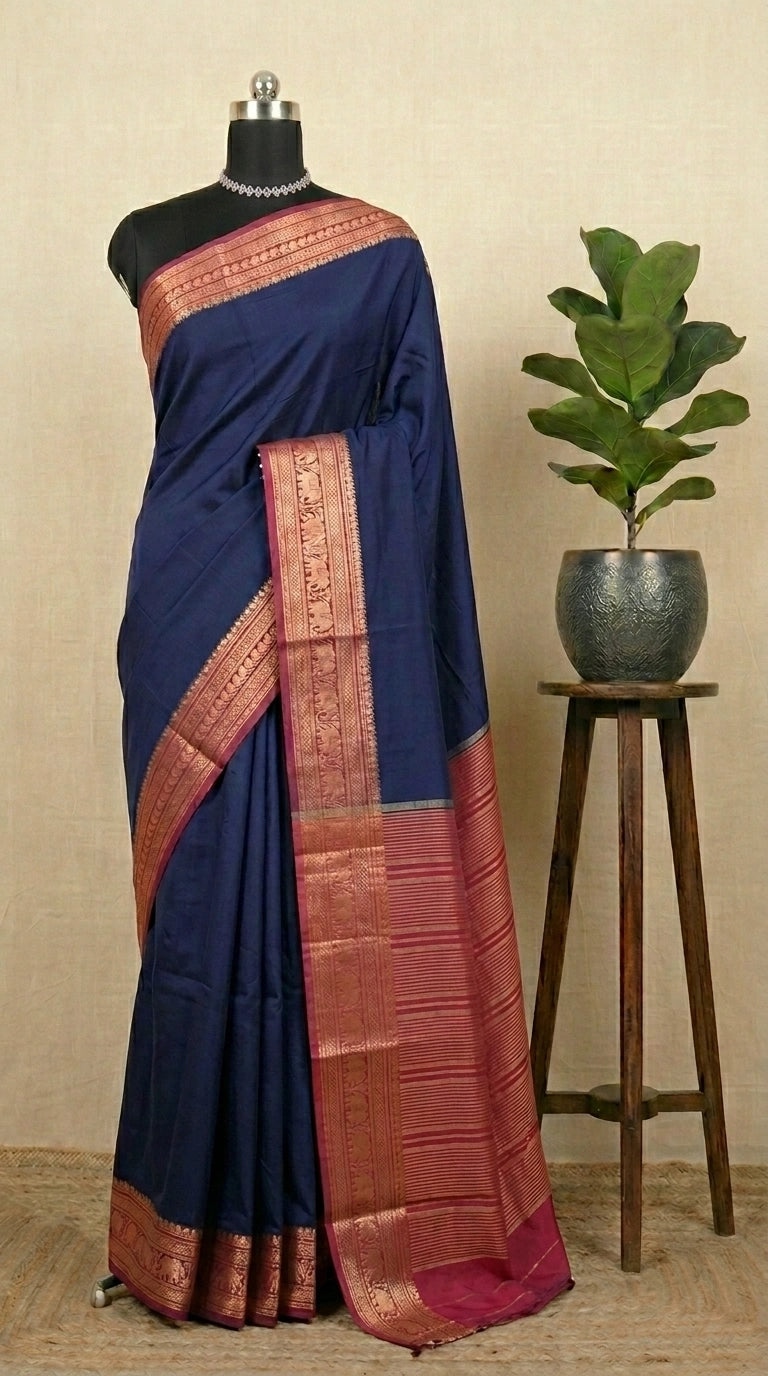 Classic Navy Crepe Silk Saree 