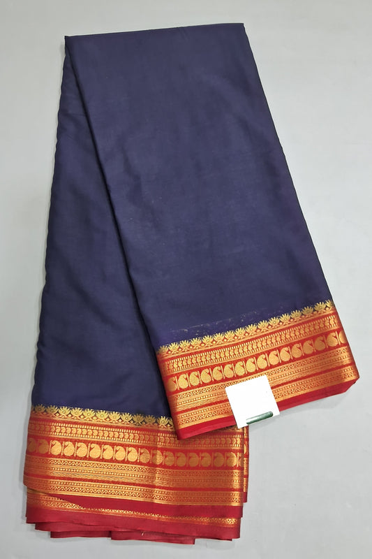 Navy Blue plain Crepe Silk Saree