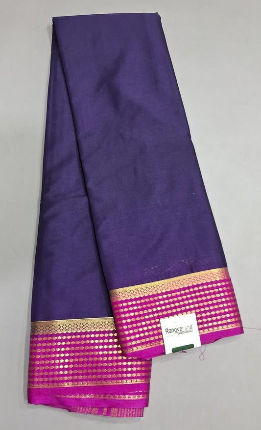 Navy Blue Plain Crepe Silk Saree