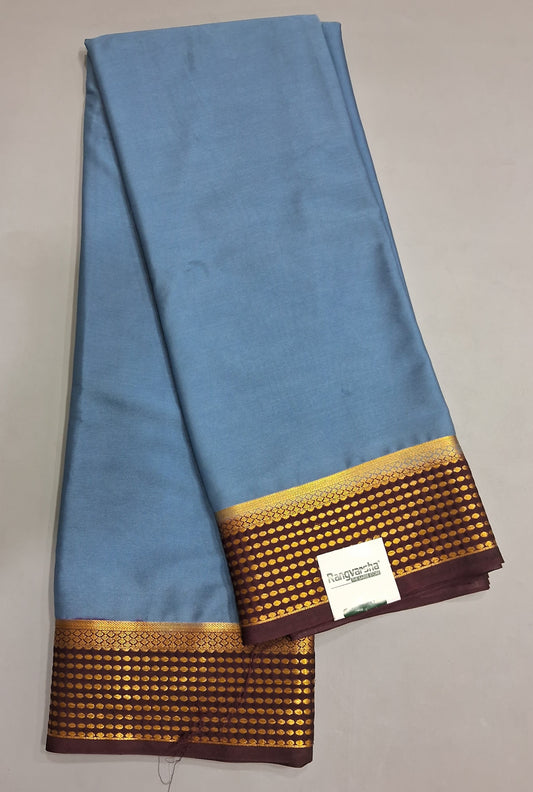 Slate Blue plain Crepe Silk Saree