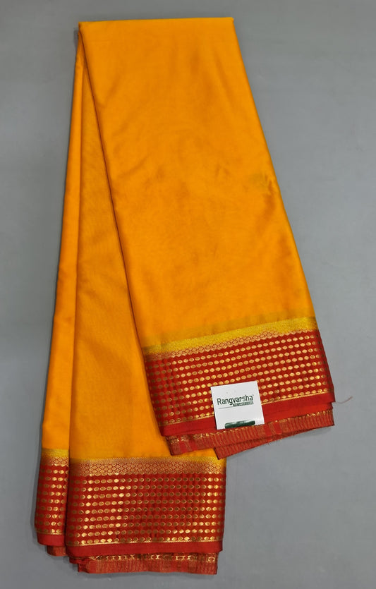 Mango Yellow plain Crepe Silk Saree