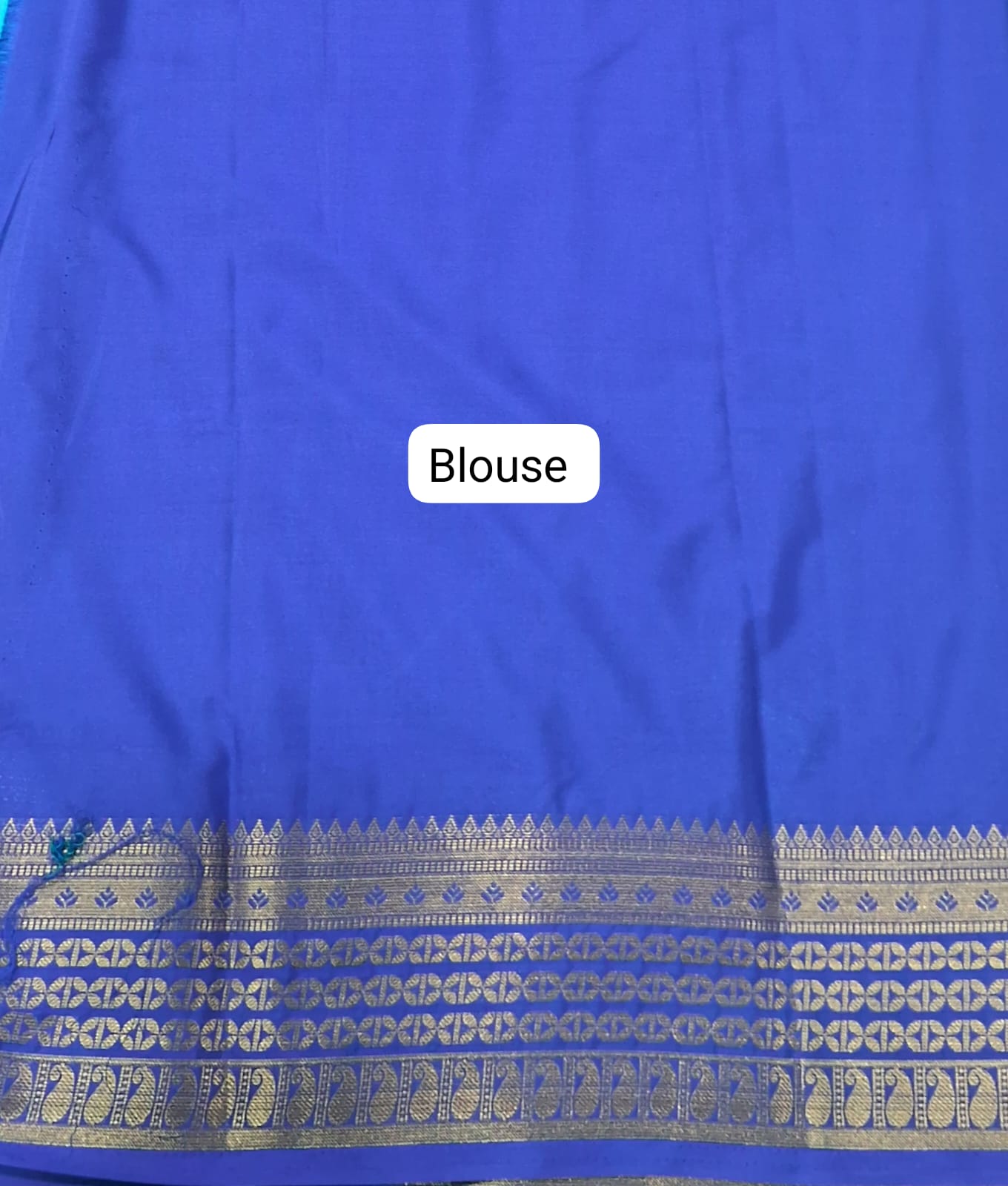 Marine Blue Plain Crepe silk Saree blouse