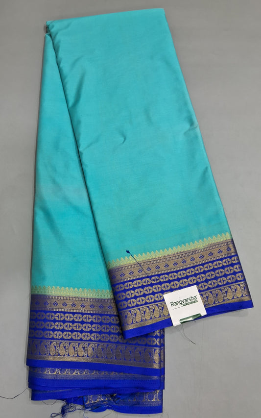 Marine Blue Plain Crepe silk Saree