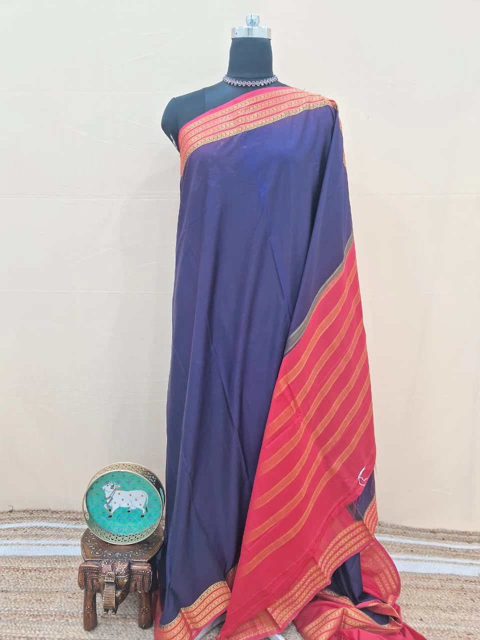 Timeless Navy Blue Crepe Silk Saree 