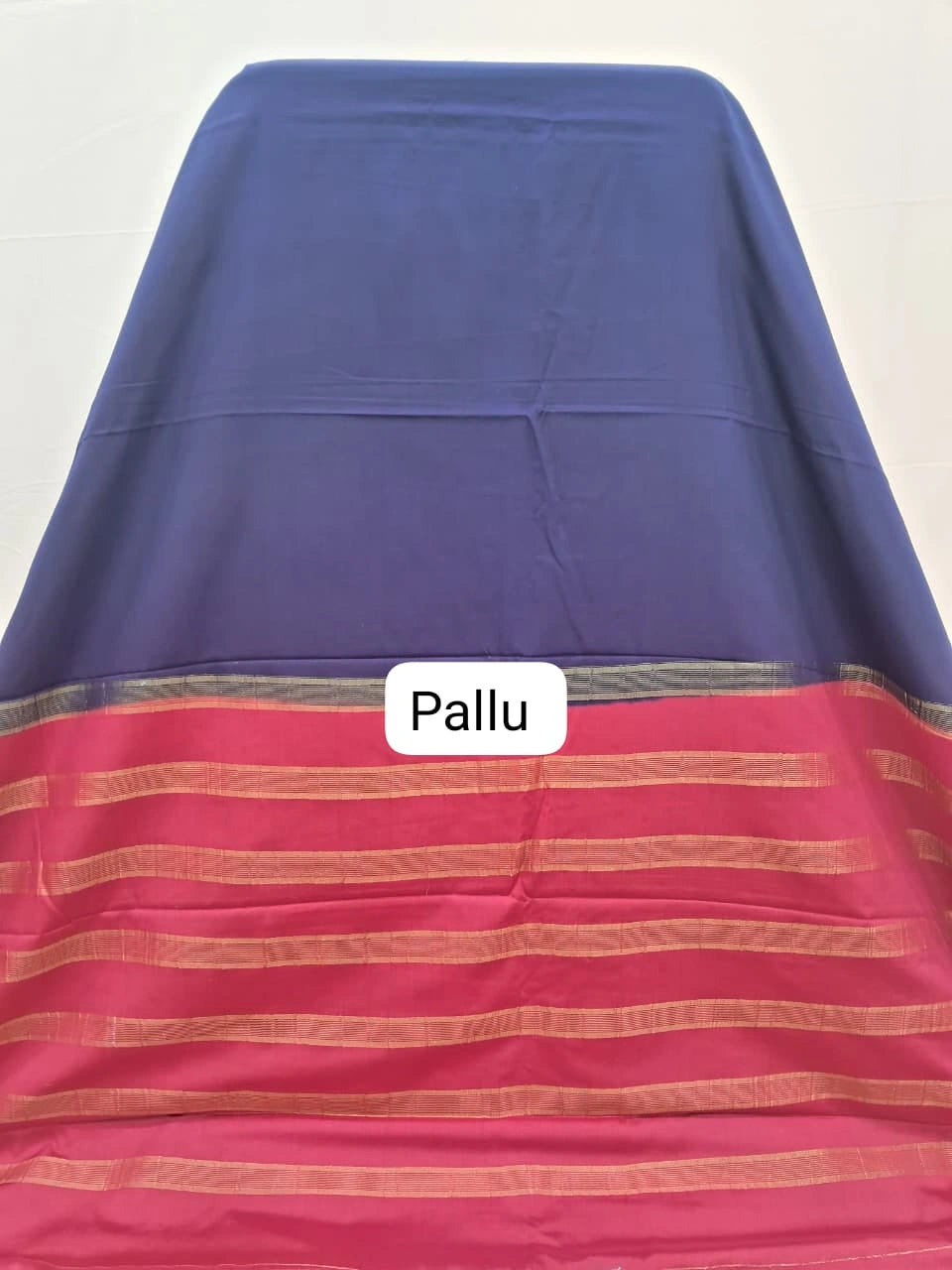 Timeless Navy Blue Crepe Silk Saree pallu