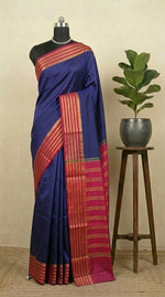 Timeless Navy Blue Crepe Silk Saree 