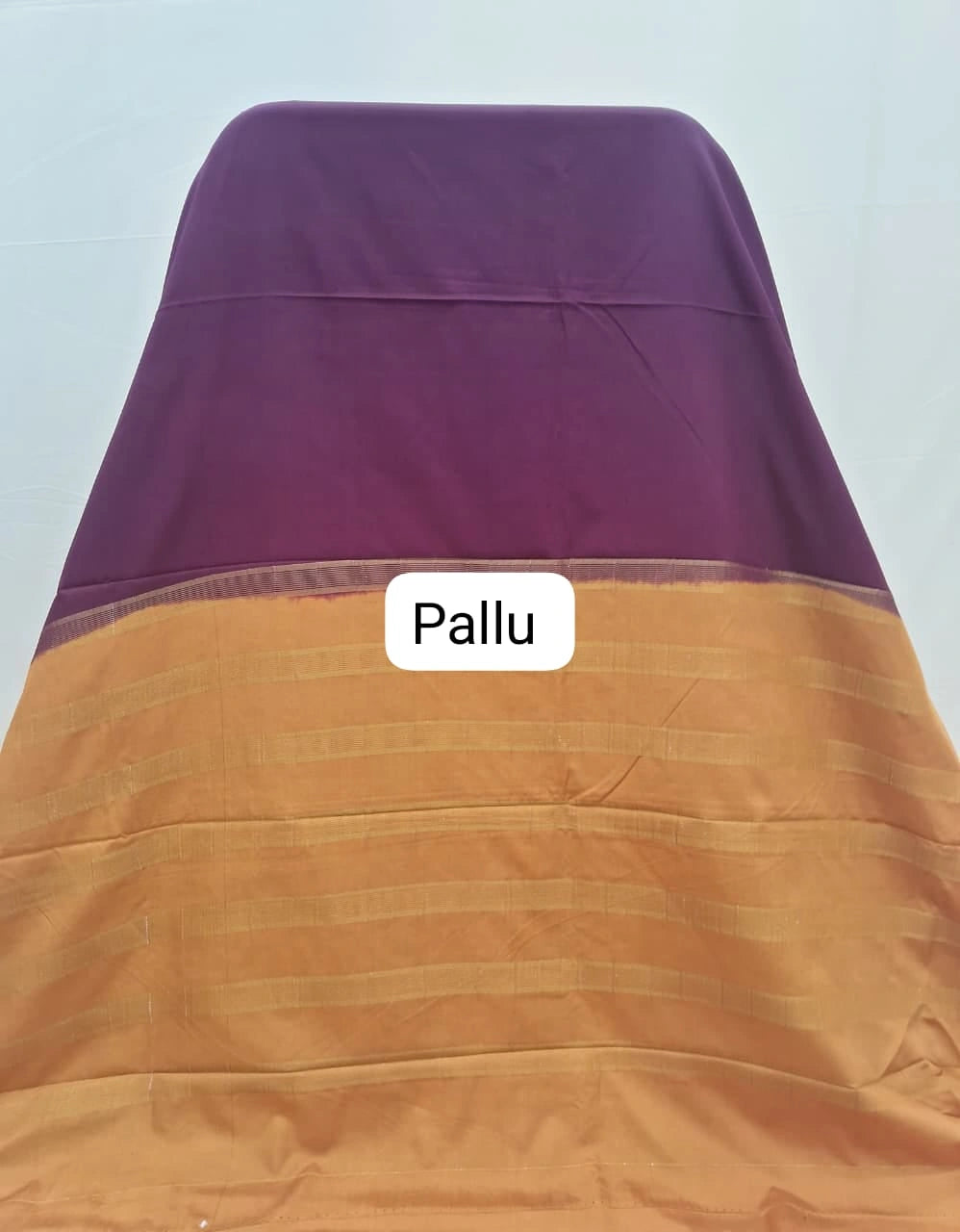 Walnut Brown Plain Crepe Silk Saree pallu