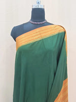 Bottle Green Plain Crepe Silk Saree 1
