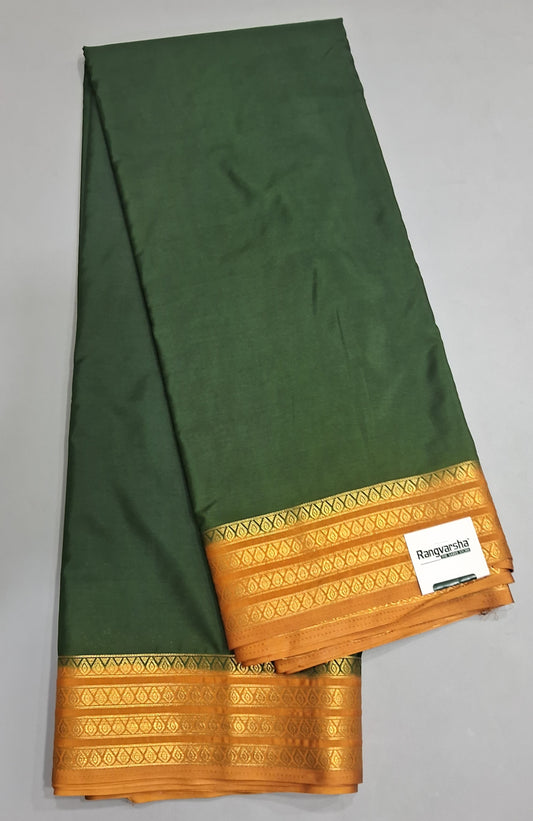 Bottle Green Plain Crepe Silk Saree