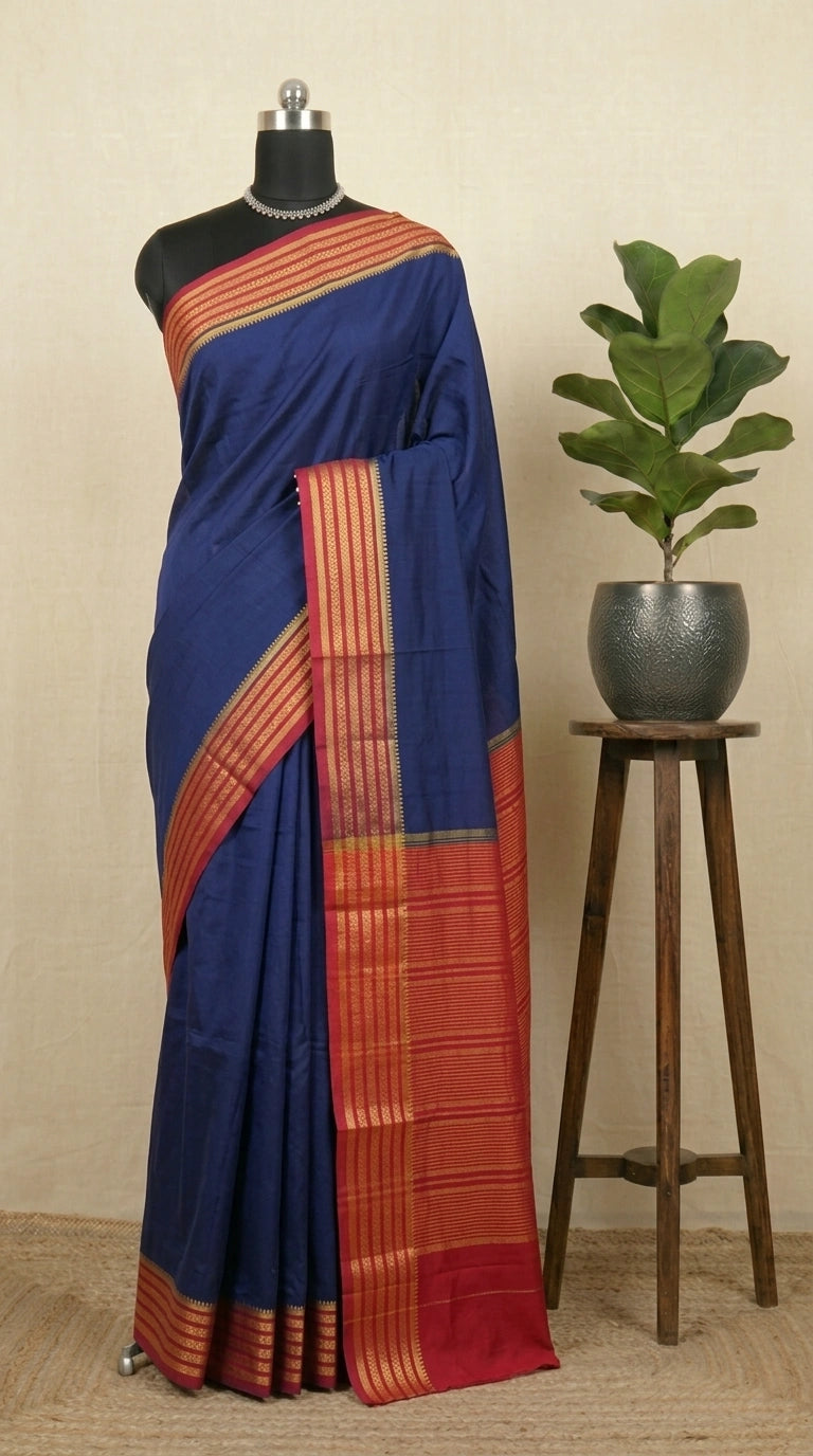 Charming  Navy Blue Crepe Silk saree