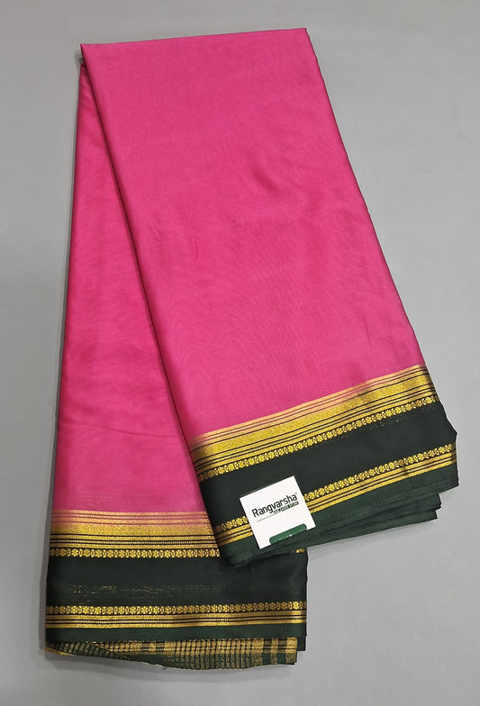 Fuchsia Pink Plain Crepe Silk Saree