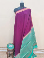 Wine Plain Crepe Silk Saree 