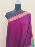 Wine Plain Crepe Silk Saree 1