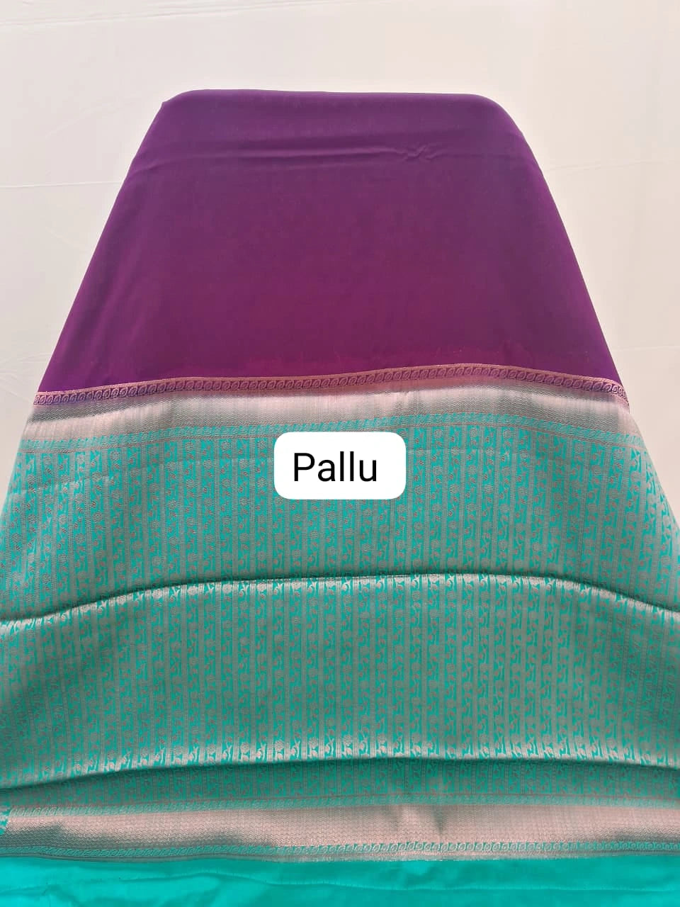 Wine Plain Crepe Silk Saree pallu
