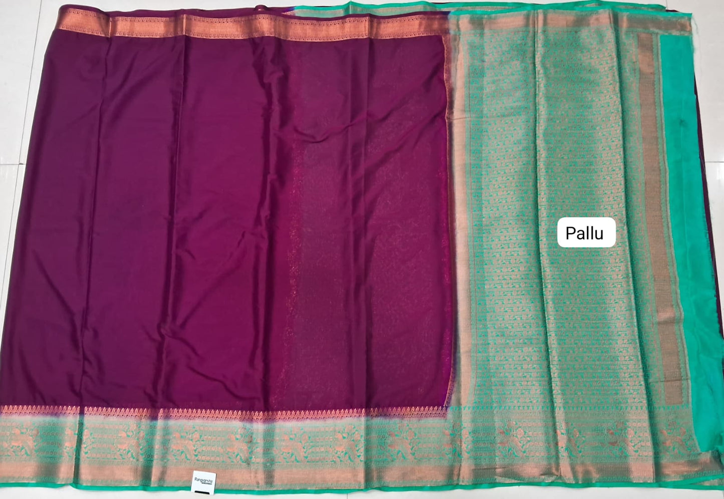 Wine Plain Crepe Silk Saree pallu