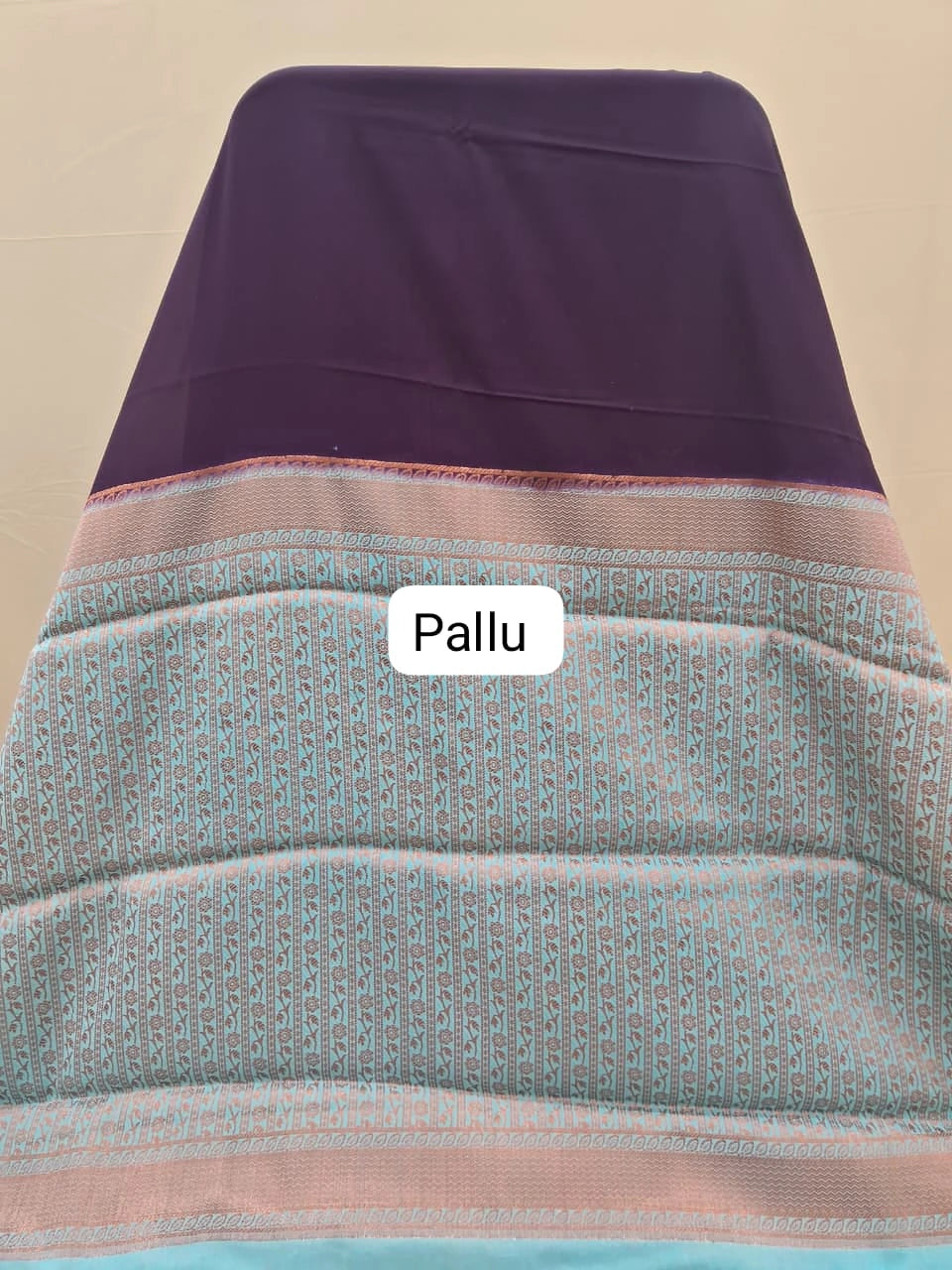 Dark Purple Plain Crepe Silk Saree pallu