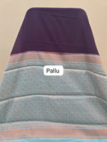 Dark Purple Plain Crepe Silk Saree pallu