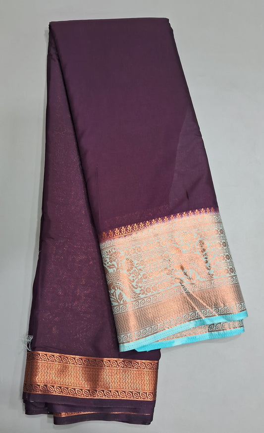 Dark Purple Plain Crepe Silk Saree