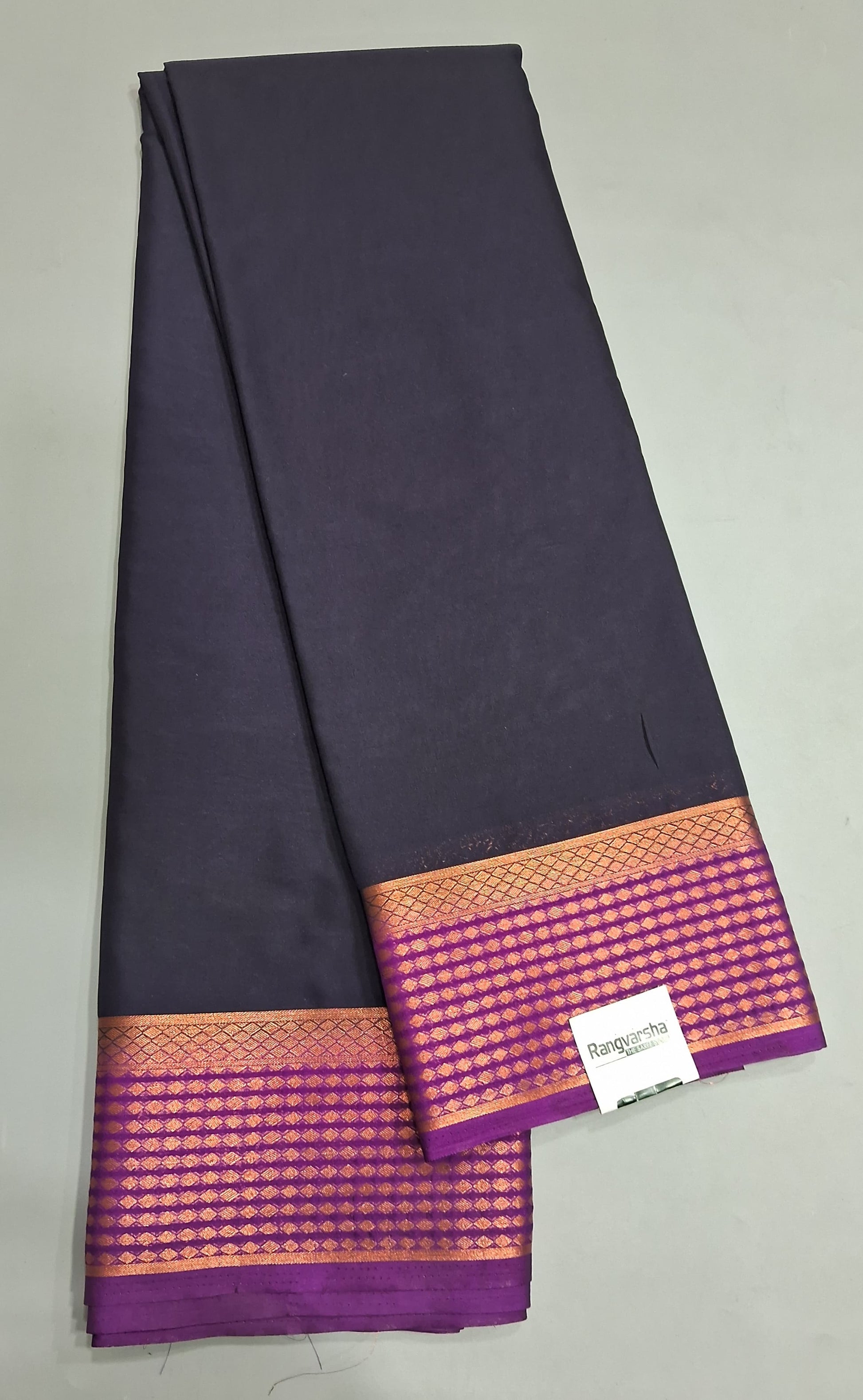Dark Navy Blue Crepe Silk Saree