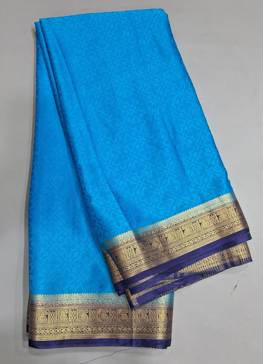 Cornflower Blue Crepe Silk Saree